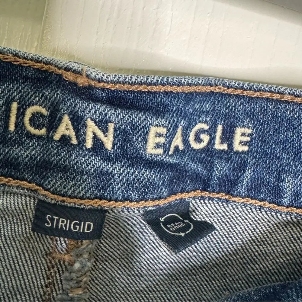 American Eagle Outfitters STIRIGID Relaxed Denim Shorts Long Inseam Distressed 6